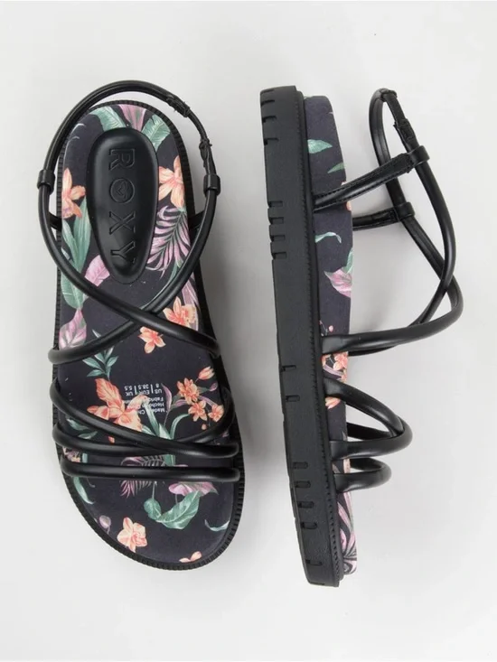 Roxy Women's Brooke Slip-On Flat Sandals Floral Design - Picture 3 of 7
